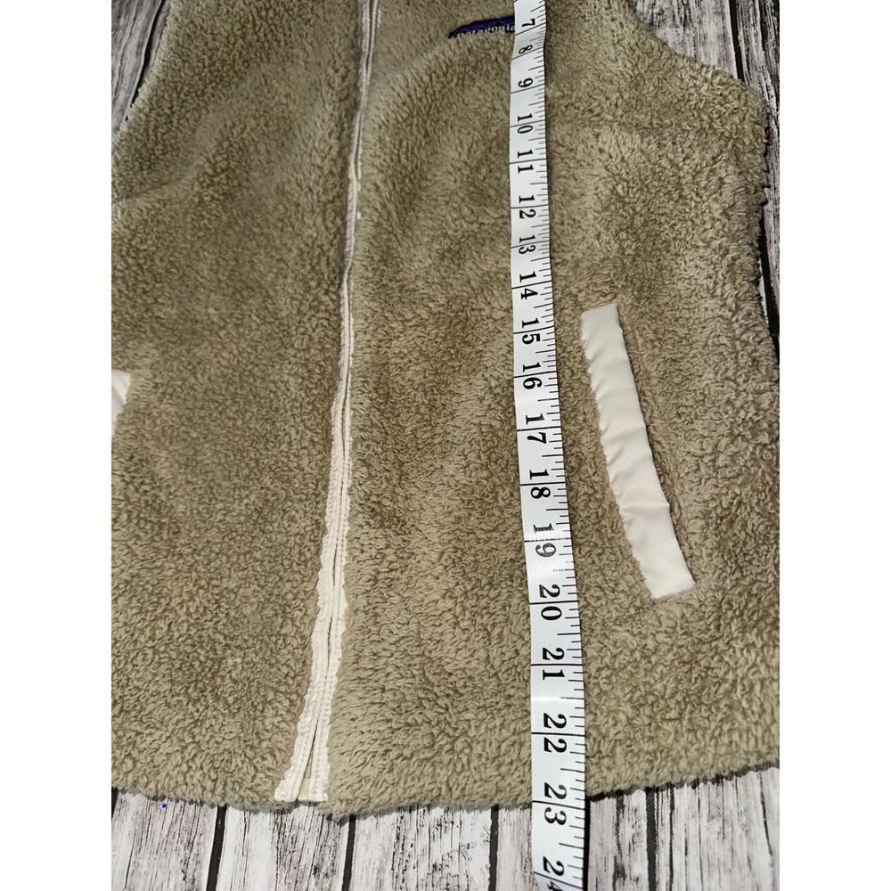 Patagonia Vest Women's Small Tan Los Gatos Sherpa Fleece Pockets Full Zip - Picture 4 of 7